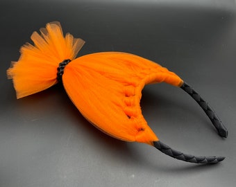 Halloween Orange Troll Headband - Orange Troll Hair - Black Headband - Troll Birthday - Halloween Headband