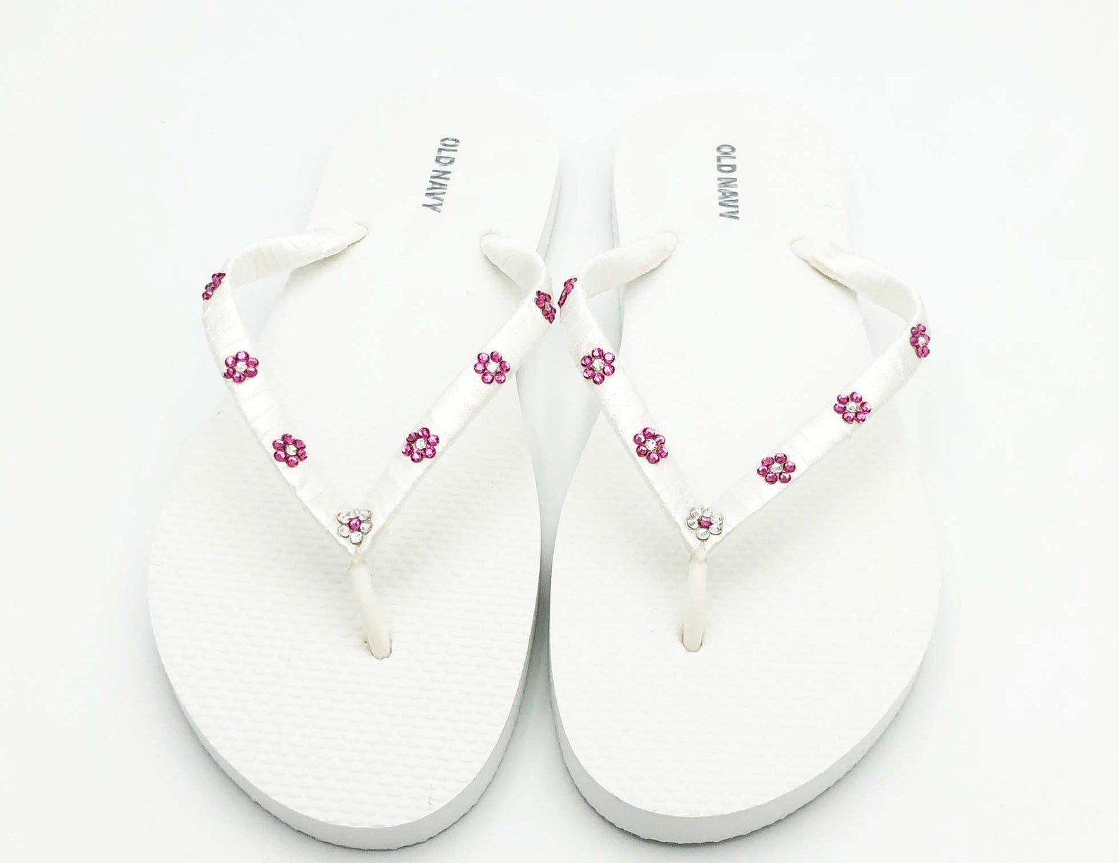 White Bridal Flip Flops Old Navy Flip Flops Custom Pink and | Etsy