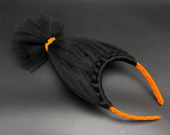 Halloween Black Troll Headband - Black Troll Hair - Orange Headband - Troll Birthday - Halloween Headband