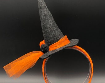 Mini Witch Hat Headband, Mini Hat Headband, Burlesque Headpiece, Witch Hat Headpiece, Halloween Costume