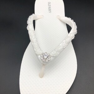 White Bridal Flip Flops Wedding Flip Flops Beach Wedding Flip Flops