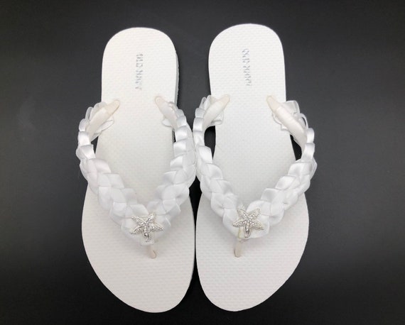 steek concert mogelijkheid Witte bruids slippers bruiloft slippers zeester slippers - Etsy België
