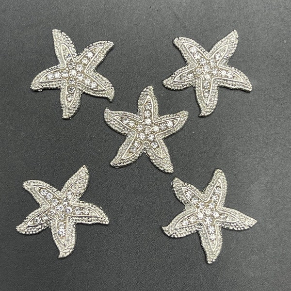 Starfish Rhinestone Flat-back Craft 23mm Embellishment 5 PCs