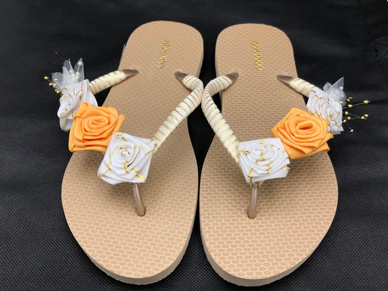 gold wedding flip flops