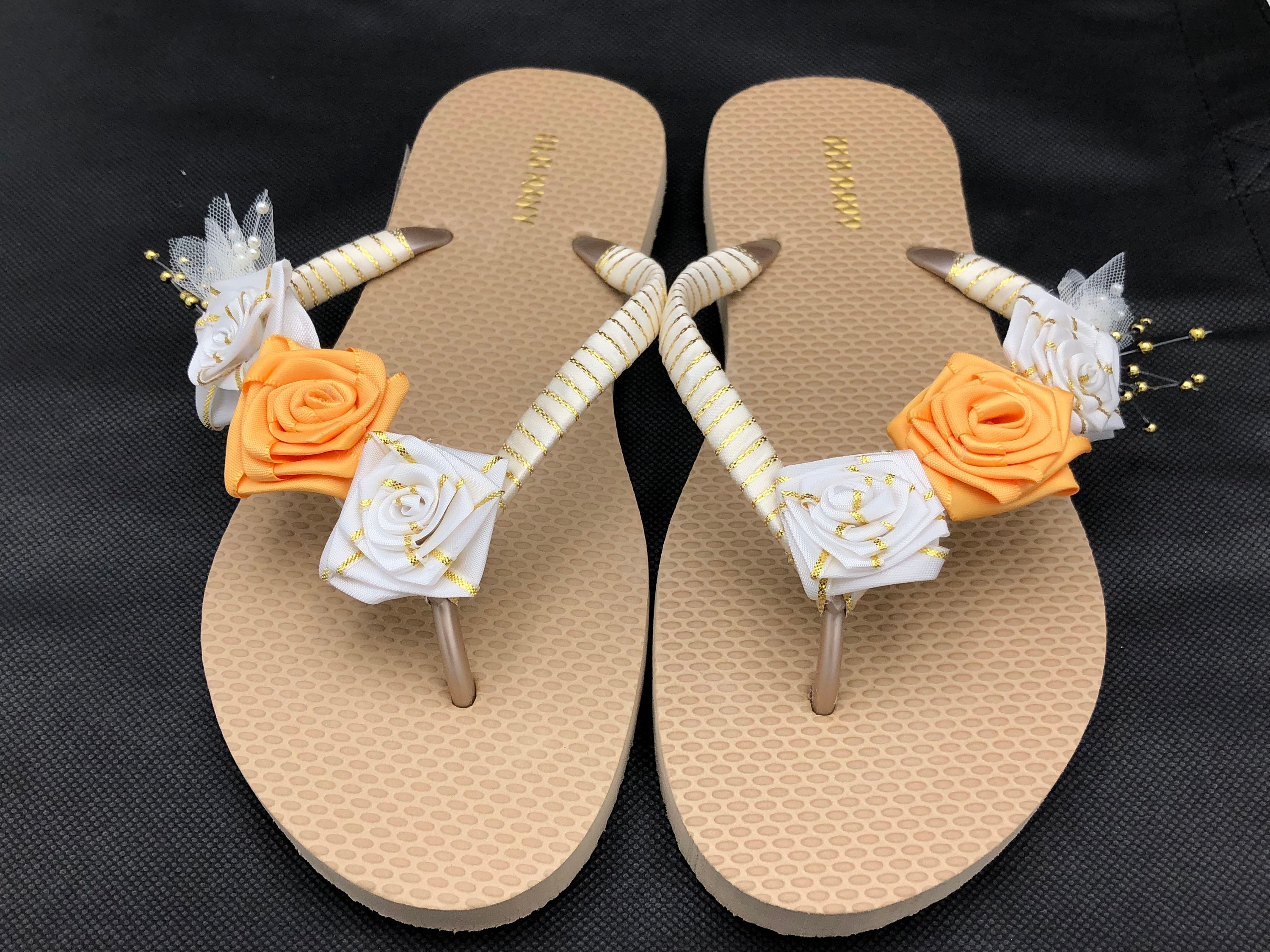 gold flip flops wedding