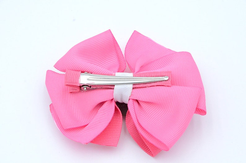 Big Huggable Valentine Bear Pink Pinwheel Hair bow