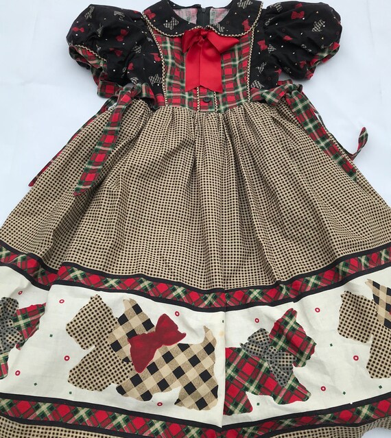 Size 5-7 Vintage Daisy Kingdom Scottie dog print h