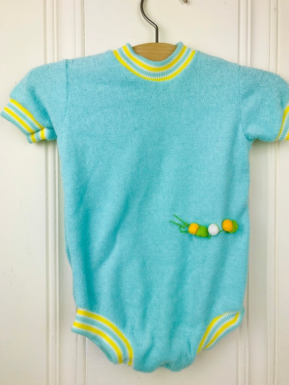 3/6 month terry cloth caterpillar romper - image 1