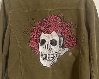 Hand-Painted Grateful Dead Skull Jacket - One of a Kind