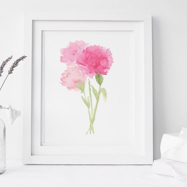 Instant Download Art | Carnation Art | Pink Carnation | January Birthday Gift Birth Month Flower | Fine Art Download | Pink Flower Print