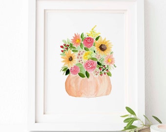 Instant Download Art | Pumpkin Spice Bouquet Art Print | Pumpkin Art | Pumpkin Fall Art | Autumn Print | Fine Art Print | Fall Floral Print