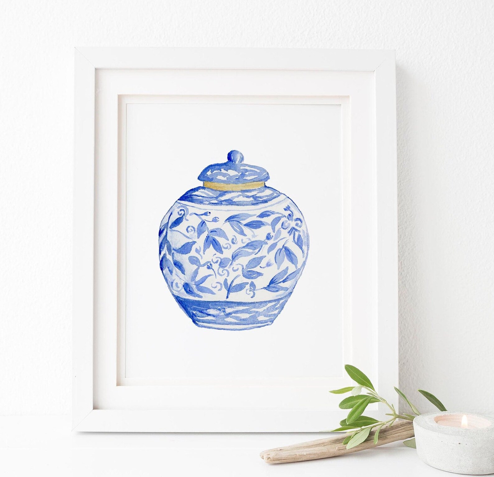 Instant Download Art Ginger Jar Art Print Bouquet Home Decor