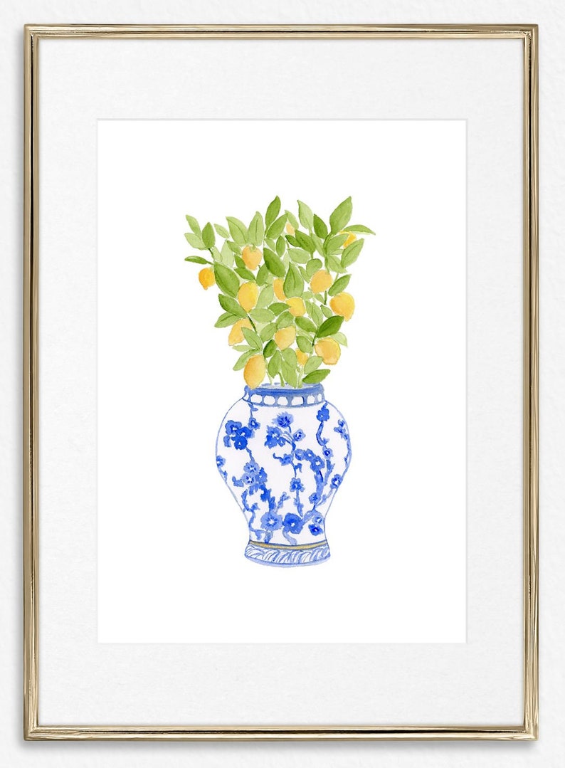 Ginger Jar Art Print Chinoiserie Art Coastal Art Ginger Etsy