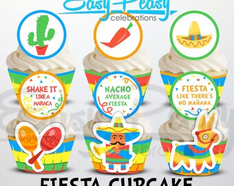 Fiesta Cinco De Mayo Cupcake Set #1 - Bright Colors