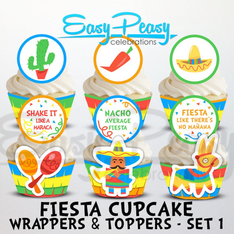 Fiesta Cinco De Mayo Cupcake Set 1 Bright Colors image 1