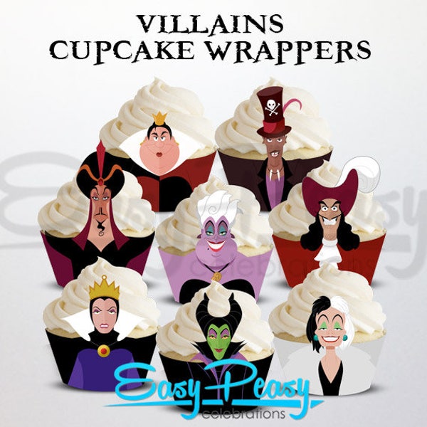 Villains Cupcake Wrappers - Mickey's Not So Scary Halloween Party