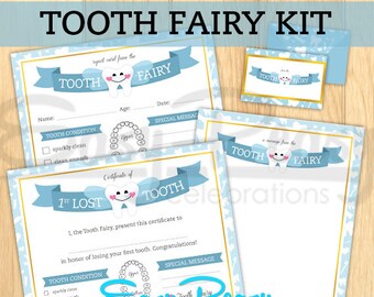 Customizable Tooth Fairy Kit - Certificates, stationary and envelope