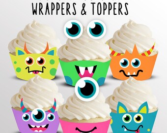 Envoltorios y adornos para cupcakes de monstruo alienígena