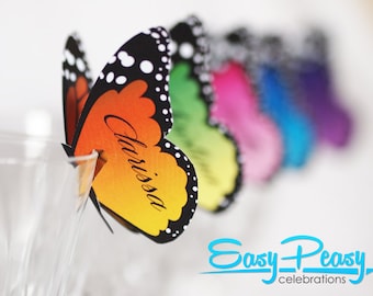 Tarjetas de lugar de mariposas - 5 colores