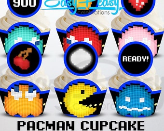 Pacman Cupcake Wrappers & Toppers