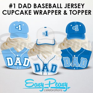 Baseball Jersey Father's Day Cupcake Wrappers and Toppers image 4