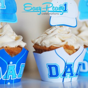 Baseball Jersey Father's Day Cupcake Wrappers and Toppers image 3