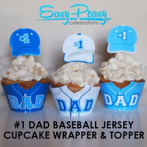 Baseball Jersey Father's Day Cupcake Wrappers and Toppers image 1