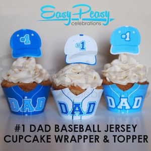 Baseball Jersey Father's Day Cupcake Wrappers and Toppers image 1