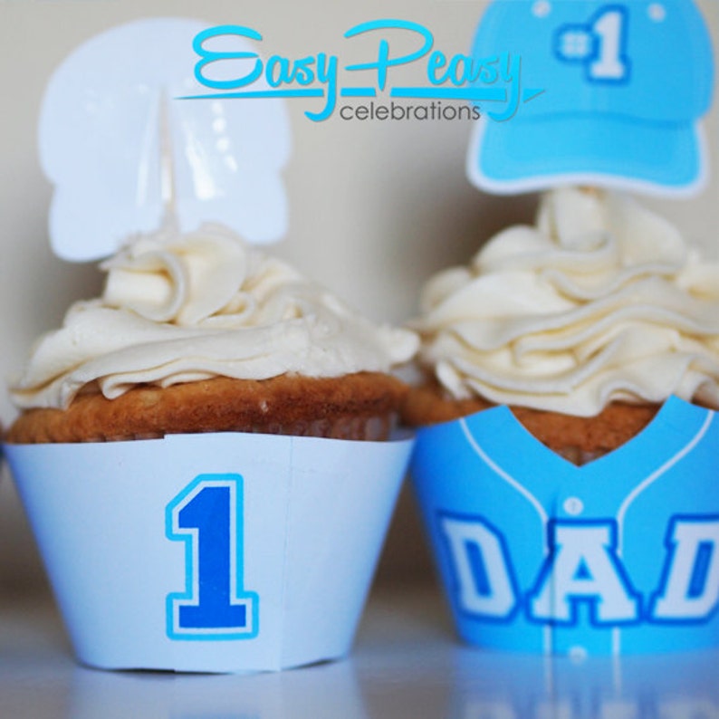 Baseball Jersey Father's Day Cupcake Wrappers and Toppers image 2