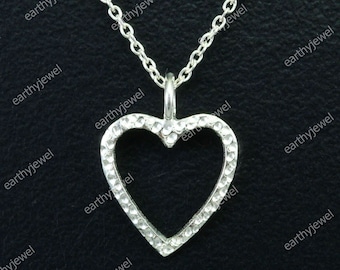 Heart Shape Hammered Necklace 925 Sterling Silver Or Gold Vermeil Charm Chain Necklace Pendant Jewelry P057