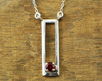 Natural Garnet Necklace Gemstone 925 Sterling Silver Or Gold Vermeil Pendant Necklace Gem Stones Jewelry P007