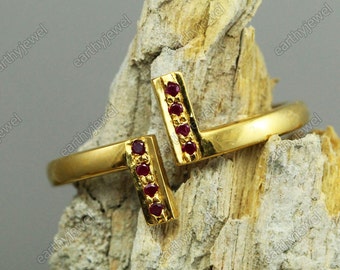 Natural Ruby Ring Handmade Gemstone 925 Sterling SilverGenuine Ruby Plain Wire Design Open Rings C-R124