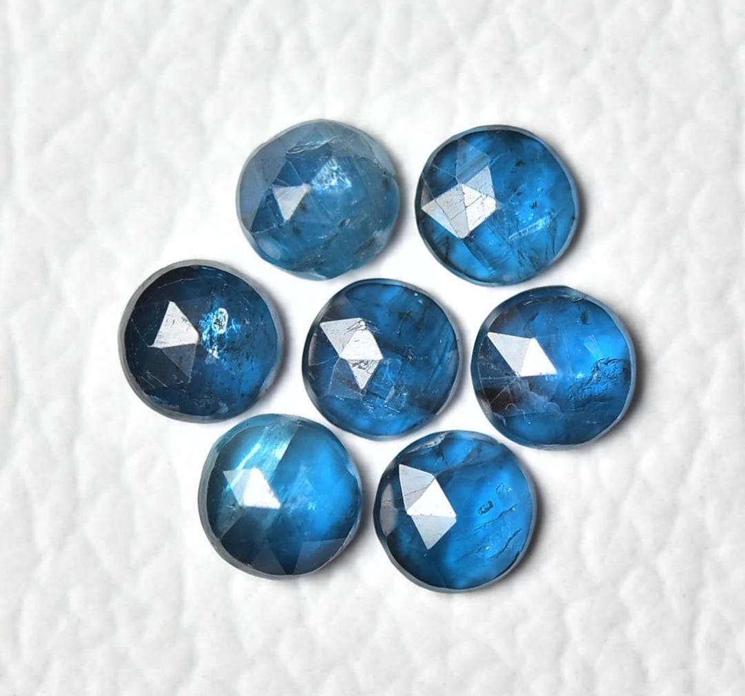 3 Pieces Natural Teal Blue Kyanite Faceted Loose Gemstone 6mm Round ...