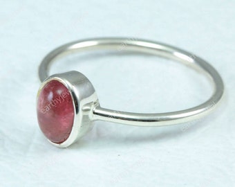 Pink Tourmaline 925 Sterling Silver Ring October Birthstone Gemstones Jewelry Engagement - Wedding Anniversary Gift For Women C-R229
