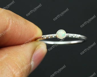 Natural Ethiopian Opal Sterling Silver Rings For Women October Birthstone Gemstone Jewelry Engagement - Anniversary Gift For Her C-R547