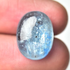 15.50 Karat Natürlicher Himmelblauer Kyanit Cabochon 12 x 16 mm Oval Form Echte Kyanit Edelstein Cabochons Lose Edelsteine Steine Glatte Cabochons J-514