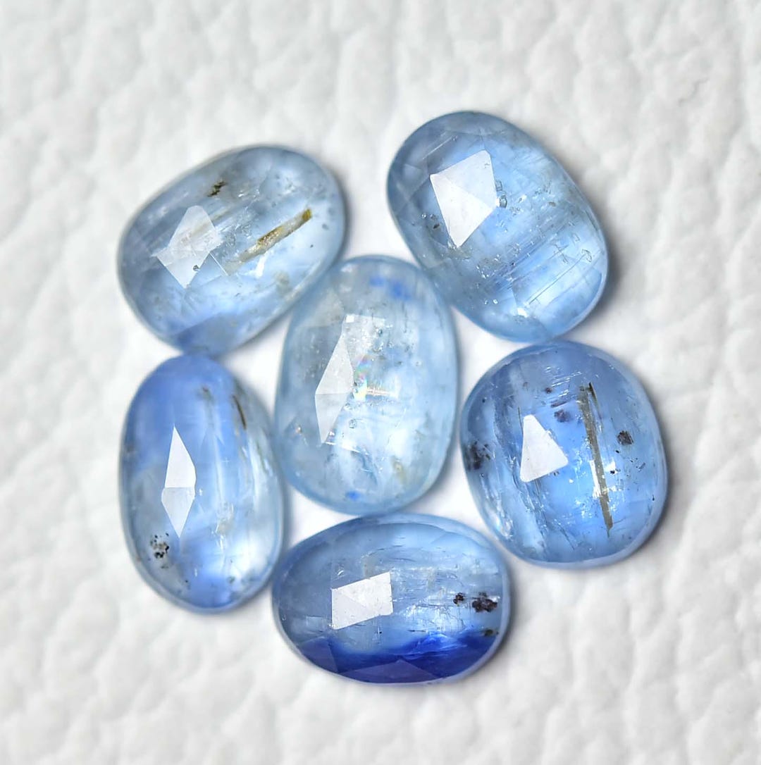 6 Pieces Natural Sky Blue Kyanite Rose Cut Stones 6.5x8.8mm to 6.7x9 ...