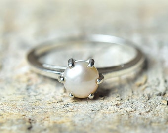 Freshwater Pearl 14k Yellow Gold Ring Handmade Sterling Silver Rings Wedding - Anniversary - Birthday Gift for Her Gem Stones Jewelry C-R651