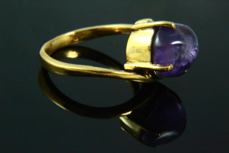 14K Gold Plated Gemstone Jewelry Natural Amethys Ring Birthstone Ring Amethyst Jewelry Gold Ring Handmade Jewelry Gemstone Ring