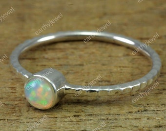 Natural Ethiopian Opal Sterling Silver Ring Gift For Her October Birthstone Gemstone Jewelry Wedding Gifts C-R292