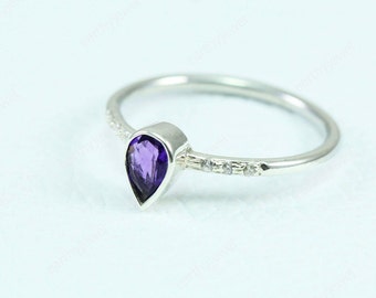 Amethyst 925 Sterling Silver Ring February Birthstone Gemstone Rings For Women Engagement - Birthday - Anniversary Gift For Her C-R529