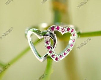 Natural Ruby Ring Handmade Gemstone 925 Sterling Silver Genuine Ruby Gem Stone Heart design Rings C-R148