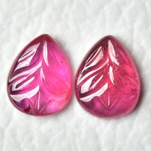 1 Pair Natural Glass Filled Ruby Carved Gemstone 8x10mm Pear Shape Genuine Ruby Gemstones Cabs Loose Carving Gems Stones Cabochons J-209
