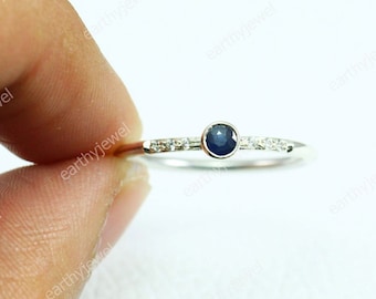 Blue Sapphire 925 Sterling Silver Ring Gift for Her September Birthstone Gemstone Engagement Rings - Wedding - Birthday Gifts C-R545