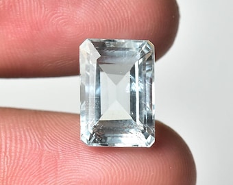 Aguamarina natural de 6,20 quilates, gema tallada facetada, forma octogonal, 9 x 13 mm, gema suelta tallada J-116