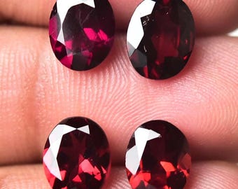 Natural Red & Pink Garnet Faceted Gemstone 1 Pieces 7x8.8mm to 7.3x9.2mm Oval Shape Garnet Gemstones Loose Cut Gems Stone J-571