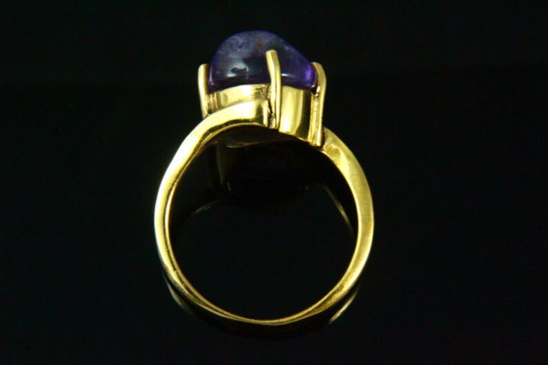 14K Gold Plated Gemstone Jewelry Natural Amethys Ring Birthstone Ring Amethyst Jewelry Gold Ring Handmade Jewelry Gemstone Ring
