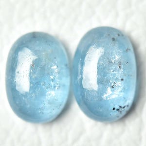 2 Pieces Natural Sky Blue Kyanite Cabochon 10x14.5mm - 10x15mm Oval Shape Genuine Kyanite Gemstones Cabs Loose Stone Smooth Cabochons J-531