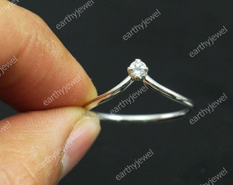 White Topaz 925 Sterling Silver Ring November Birthstone Gemstone Jewelry Dainty Ring - Engagement Women Rings - Gift For Her C-R551