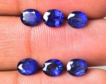 2 Stück Natürliche Saphir Facettierte Lose Edelstein 4.8x5.8 mm - 5 x 6 mm Oval Form Blau Echter Saphir Edelsteine Edelsteine Edelsteine J-1072